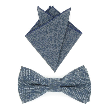 Bow Tie + Pocket Square Set // Teal + Grey Hypnotize