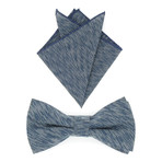 Bow Tie + Pocket Square Set // Teal + Grey Hypnotize