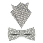 Bow Tie + Pocket Square Set // Grey + White Hazy Stripes