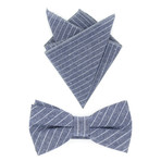 Bow Tie + Pocket Square Set // Navy + White Pinstripe