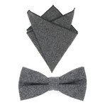 Bow Tie + Pocket Square Set // Dark Grey Chambray