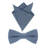 Bow Tie + Pocket Square Set // Dark Blue Chambray