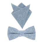 Bow Tie + Pocket Square Set // Light Blue Chambray