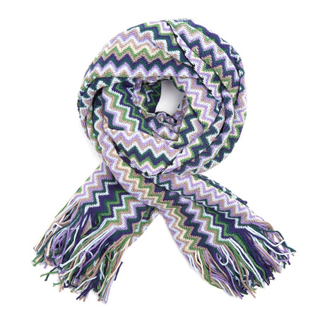 Missoni Knit Scarf // Blue + Grey Chevron