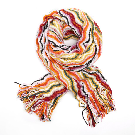 Missoni Knit Scarf // Orange + Yellow Wave