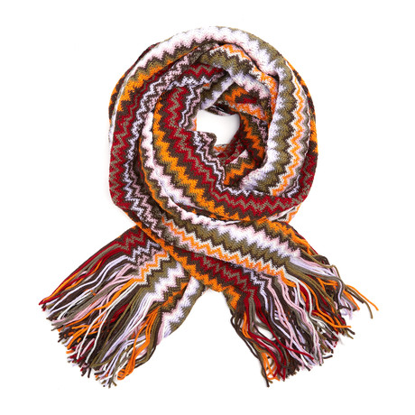 Missoni Knit Scarf // Orange + Red Stripe