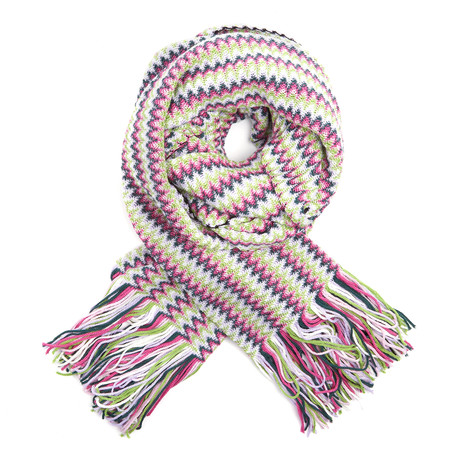 Missoni Knit Scarf // Green + Purple Stripe