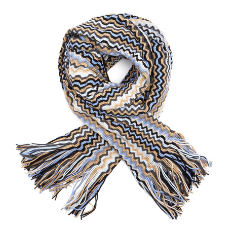 Missoni Knit Scarf // Blue + Tan Stripe