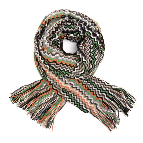 Missoni Knit Scarf // Green + Orange Stripe