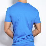 Pop Color Deep V-Neck Tee // Lazurite Blue (M)