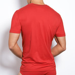 Pop Color Deep V-Neck Tee // Blaze Red (XS)