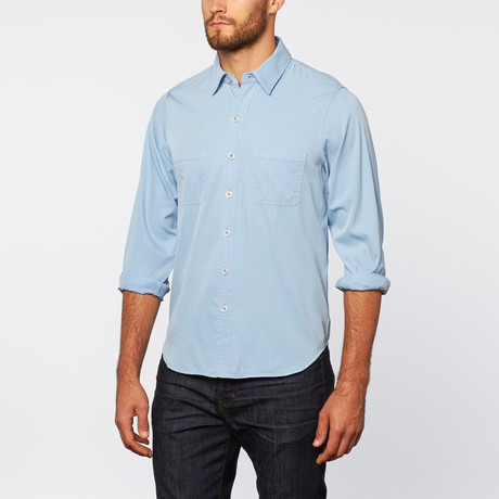 Silk + Cotton Point Collar Shirt // Chambray (S)
