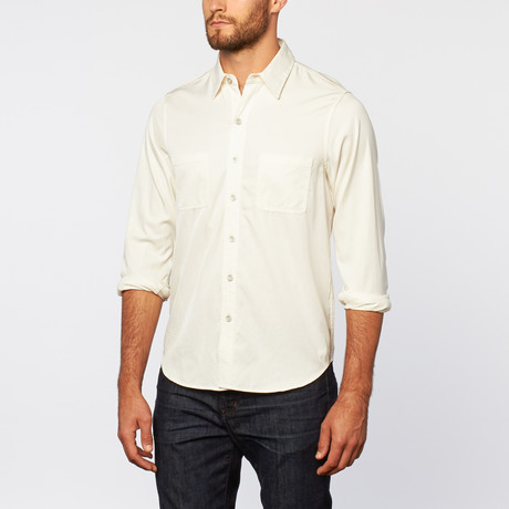 Quarter Industries // Silk + Cotton Point Collar Shirt // Cream (L)