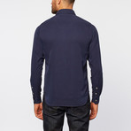 Gramercy Foundry // Silk + Cotton Point Collar Shirt // Dark Navy (L)