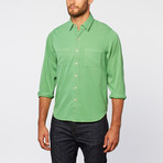 Gramercy Foundry // Silk + Cotton Point Collar Shirt // Med Green (M)