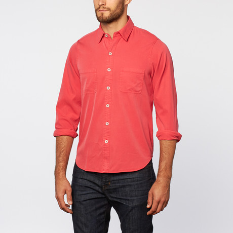 Silk + Cotton Point Collar Shirt // Red (S)