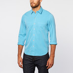 Silk + Cotton Point Collar Shirt // Turquoise (L)