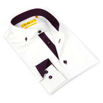 Dress Shirt // White + Burgundy (US: 14.5-15)