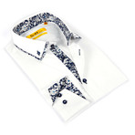 Floral Dress Shirt // White + Navy (US: 14.5-15)