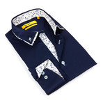Floral Dress Shirt // Dark Navy + White (US: 14.5-15)