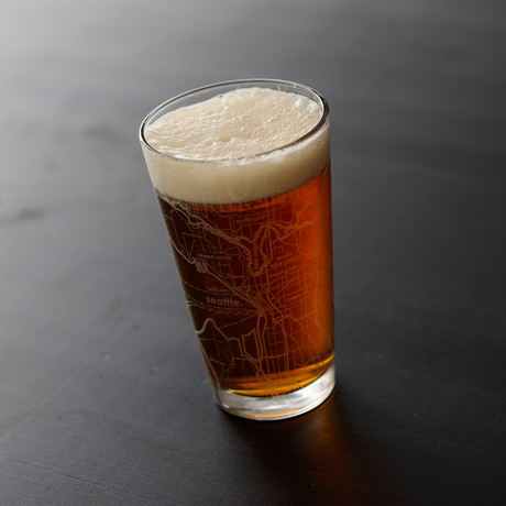 Seattle City Map Pint Glass // Set of 2