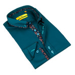 Paisley Dress Shirt // Dark Jade + Navy (US: 14.5-15)