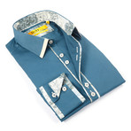 Brio Milano // Floral Dress Shirt // Teal (US: 14.5-15)