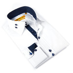 Paisley Dress Shirt // White + Dark Navy (US: 14.5-15)