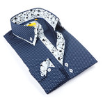 Polka Dot Dress Shirt // Blue + White (US: 14.5-15)