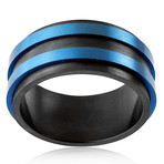 Two-Tone Stainless Steel Striped Brushed Finish Ring (Size 8)