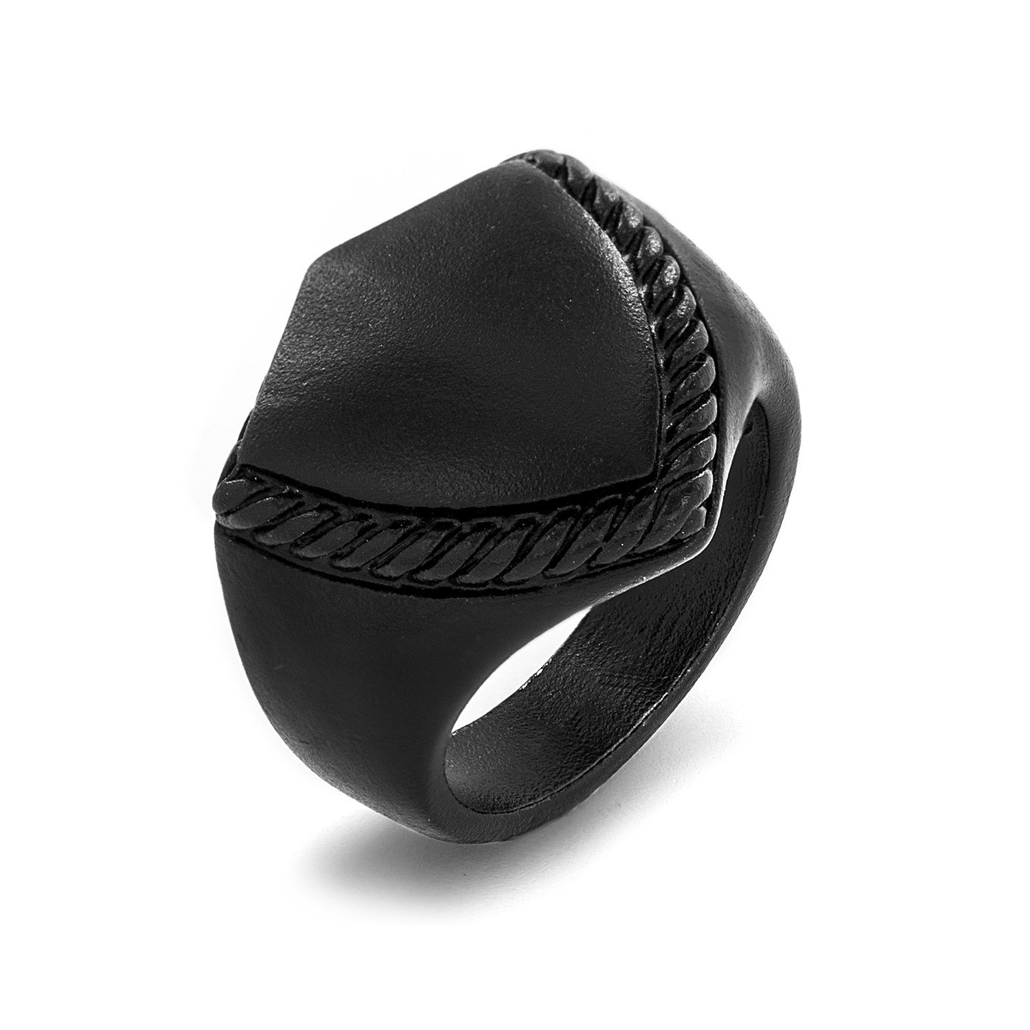 Crucible Black Plated Matte Stainless Steel Shield Ring (Size 8 ...