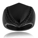 Crucible Black Plated Matte Stainless Steel Shield Ring (Size 8)