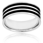 Crucible Stainless Steel Black Plated Stripe Ring (Size 8)