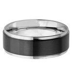 Stainless Steel Black Plated Brushed Center Band Ring // 6MM Band (Size 7)