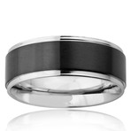 Stainless Steel Black Plated Brushed Center Band Ring // 6MM Band (Size 7)