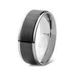 Stainless Steel Black Plated Brushed Center Band Ring // 8MM Band (Size 9)