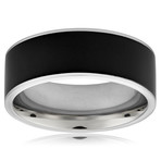 Two-Tone Stainless Steel Polished Band Ring (Size 7)