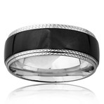 Blackplated Two-Tone Stainless Steel Comfort Fit Band Ring (Size 7)