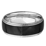 Blackplated Two-Tone Stainless Steel Comfort Fit Band Ring (Size 7)