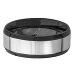 Men's Stainless Steel Blackplated and Polished Center Band Ring (Size 7)