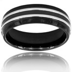 Stainless Steel and Black Plated Polished Ring (Size 8)