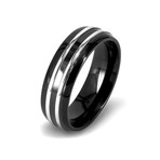 Stainless Steel and Black Plated Polished Ring (Size 8)