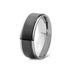 Stainless Steel Black Plated Brushed Center Band Ring // 6MM Band (Size 7)