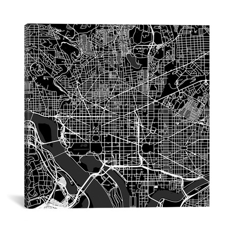 Washington D.C. Urban Roadway Map // Black (18"L x 18''W)