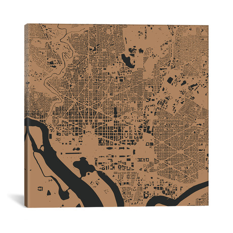 Washington D.C. Urban Map // Gold (18"L x 18''W)