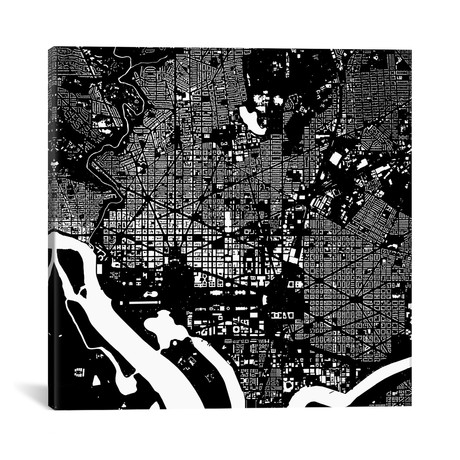 Washington D.C. Urban Map // Black (18"L x 18''W)