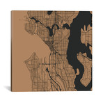Seattle Urban Roadway Map // Gold (18"L x 18''W)