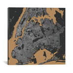 New York City Urban Map // Black + Gold (18"L x 18''W)