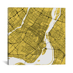 Montreal Urban Roadway Map // Yellow (18"L x 18''W)