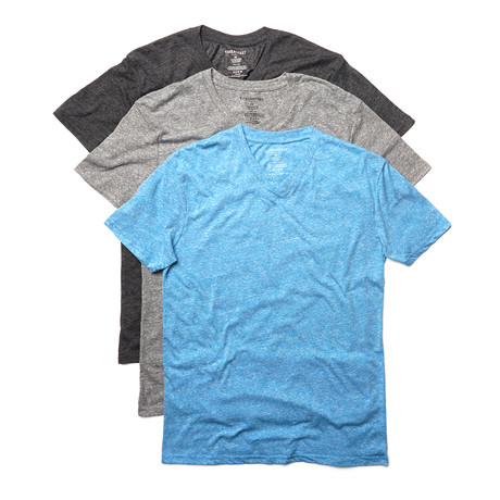 Threadfast Apparel // College Point Triblend V-Neck // Charcoal + Black + Royal // Pack of 3 (2XL)